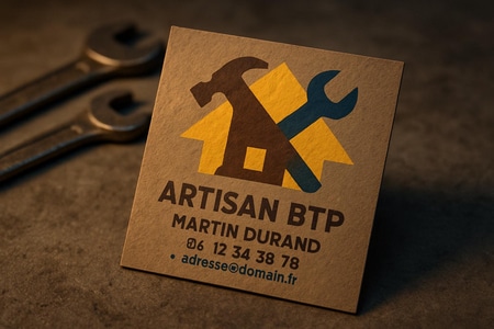 carte de visite format carré artisan BTP original