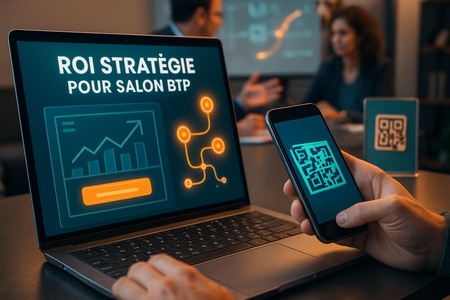 Stratégie ROI salon BTP avec landing page, QR codes et automatisations CRM