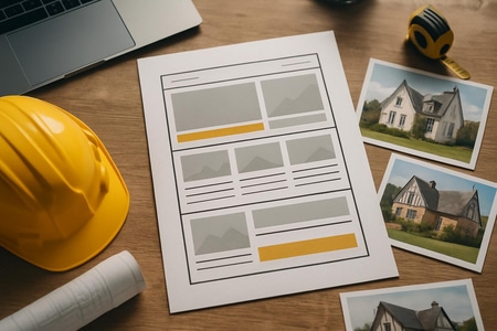 Structure de site internet BTP en Normandie avec pages services et realisations