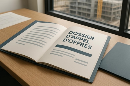 Exemple de mise en page professionnelle de dossier d appel d offre BTP avec sommaire clair et sections structurées